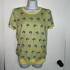ModCloth Women’s Umbrella Retro Knit Short Sleeve Sweater Sz L